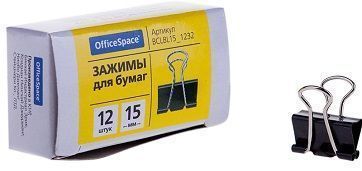 Зажимы для бумаг 15мм, 12шт., черные 178798;00000011681