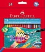 Карандаши акварельные Faber-Castell, 24цв кисть, картон, европодвес 286185;00000056321