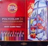 Карандаши цветные художественные Koh-I-Noor  Polycolor  24цв., заточен., метал. пенал 132740;00000060028
