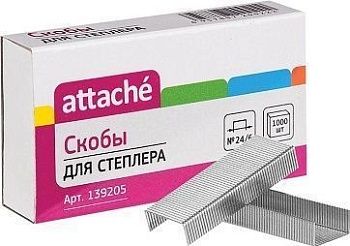 Скобы для степлера N24 6 ATTACHE оцинкован (2-30 лист.) 1000 шт в уп 139205;00000001698