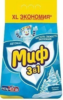 Стиральный порошок для машинной стирки Миф 3в1  Морозная свежесть , 4кг 262443;00000036650