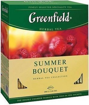 Чай Greenfield  Summer Bouquet , травяной аром. малина, шиповник, яблоко, 100 пакетиков по 2г 260723;00000036400