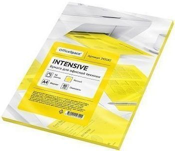 Бумага цветная OfficeSpace intensive А4, 80г м2, 50л. (желтый) 245182;00000063304