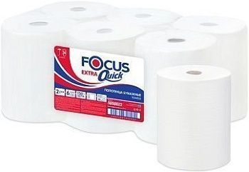 Полотенца бумажные в рулонах Focus Extra, 2-слойн, 150 м рул,  (втулка диам. 38мм), белые 299958;00000065532