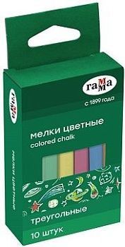 Мелки цветные Гамма, 10шт., мягкие, треугольные, картонная коробка, европодвес 300262;00000066848