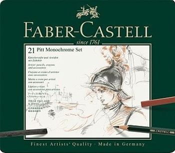 Набор художественных изделий Faber-Castell  Pitt Monochrome , 21 предмет, метал. кор. 285944;00000056090
