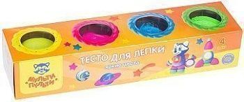 Тесто для лепки 4 цвета 90гр.,  Енот на Луне , яркие цвета, картонная коробка 243003;00000024192
